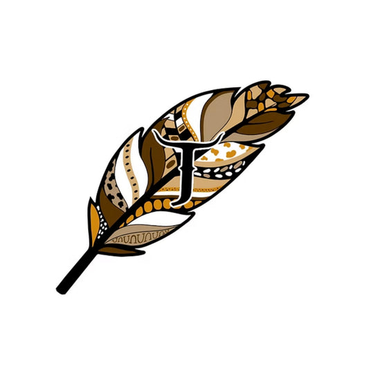 Stciker pluma Amarilla/cafe