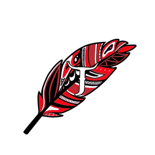 Sticker  Pluma Tribal Rojo